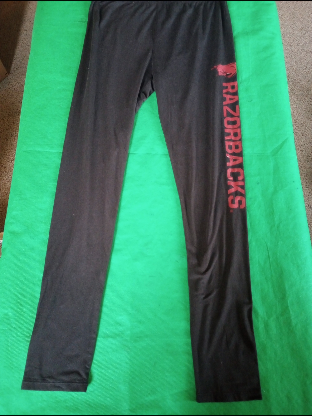 Black Leggings with Red "RAZORBACKS" Side Graphic Arkansas Razorbacks